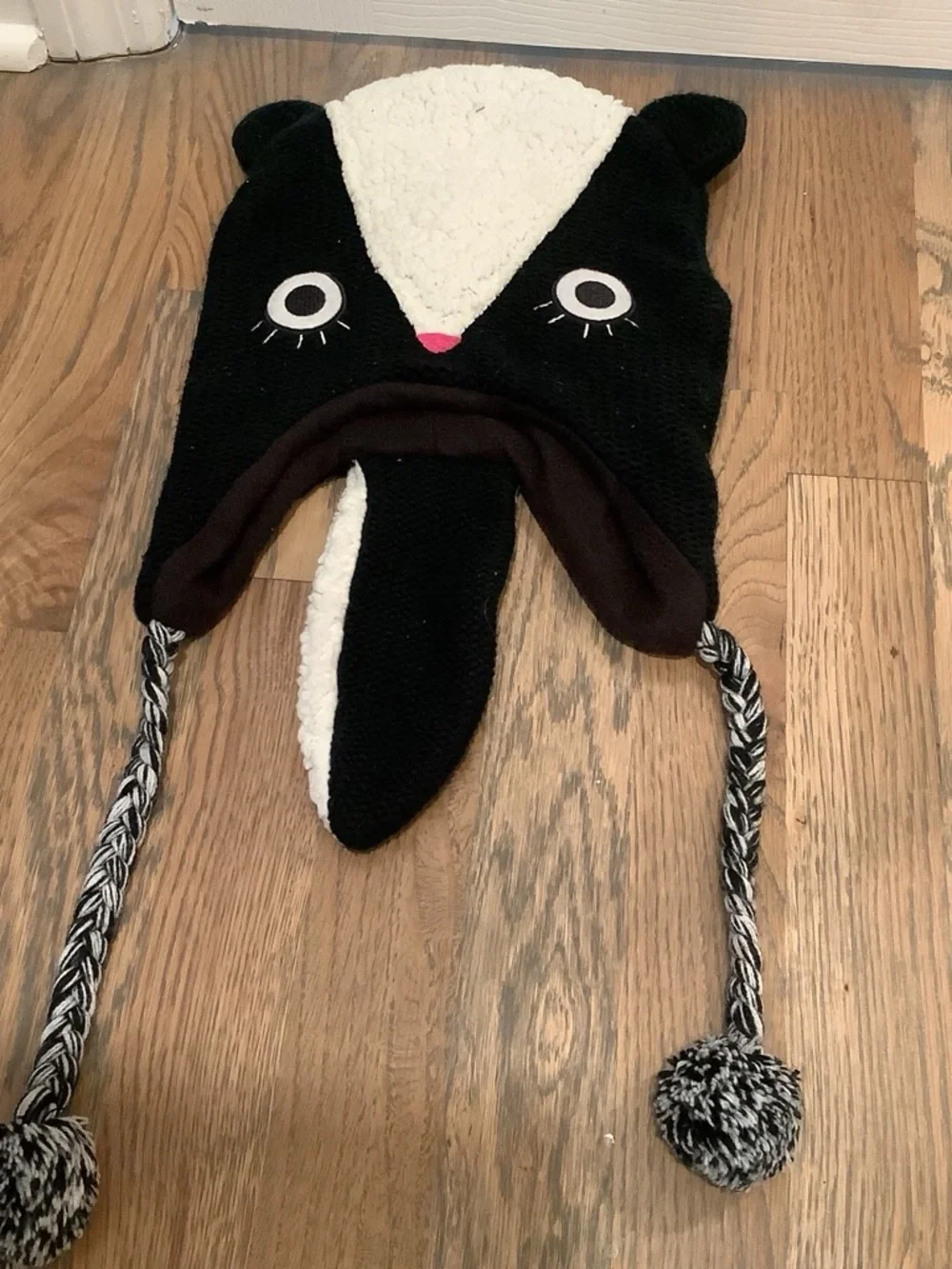 Earflap Hat - Cozy Skunk Design